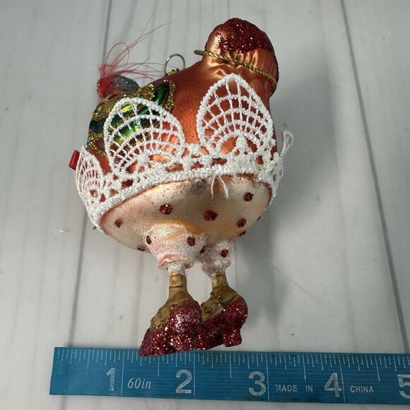 Chicken Hen Red Heels Kitschy Glass Christmas Tree Ornament 5" - Picture 15 of 16